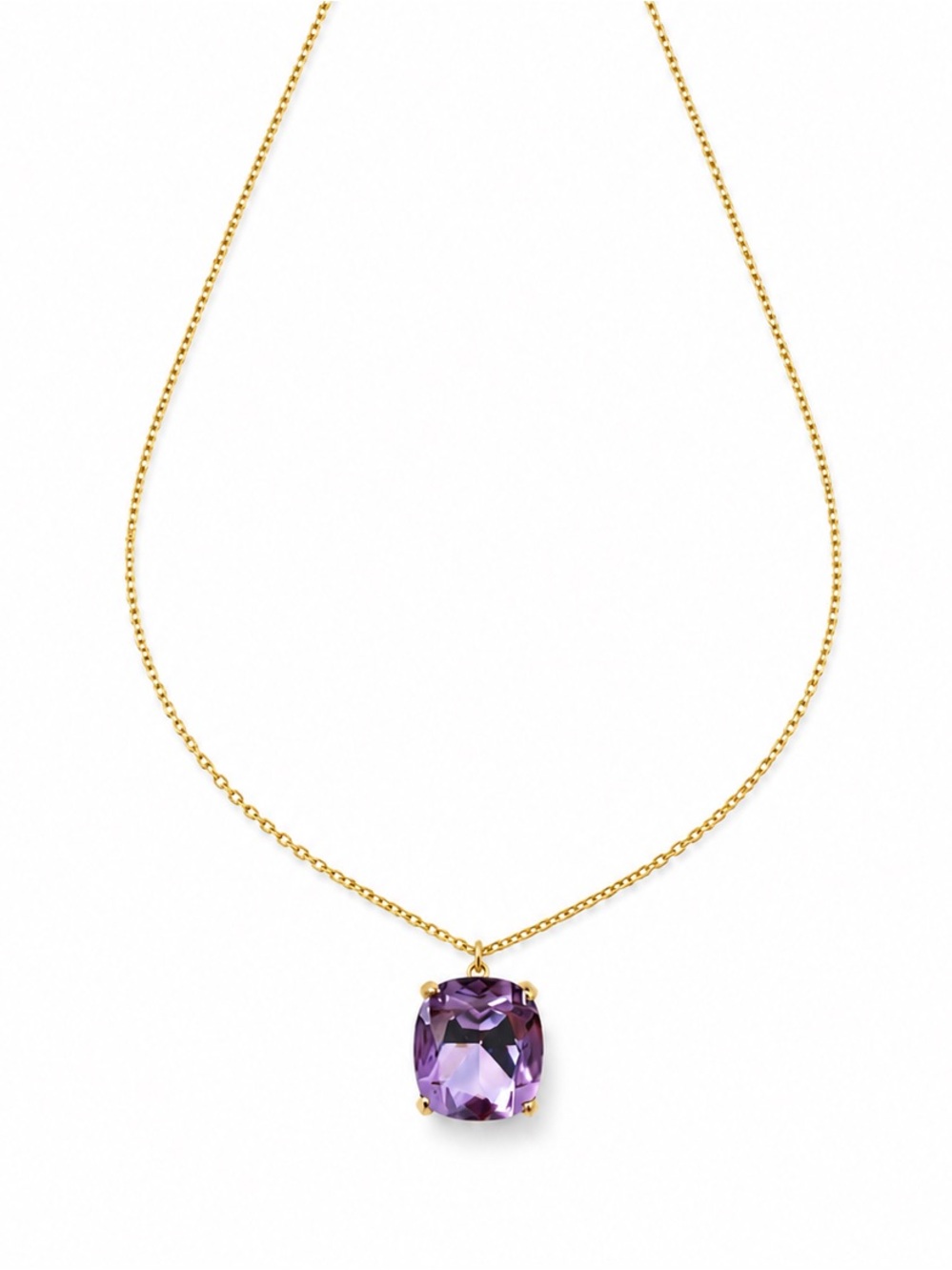 Tory Burch Gold Tone Purple Crystal Pendant Necklace Adjustable Chai